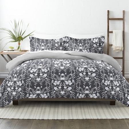 Home Collection Premium Ultra Soft Secret Garden Pattern 3 Piece Reversible Duvet Cover Set, Full/Queen, Black IH-DSP-SEG-Q-BL